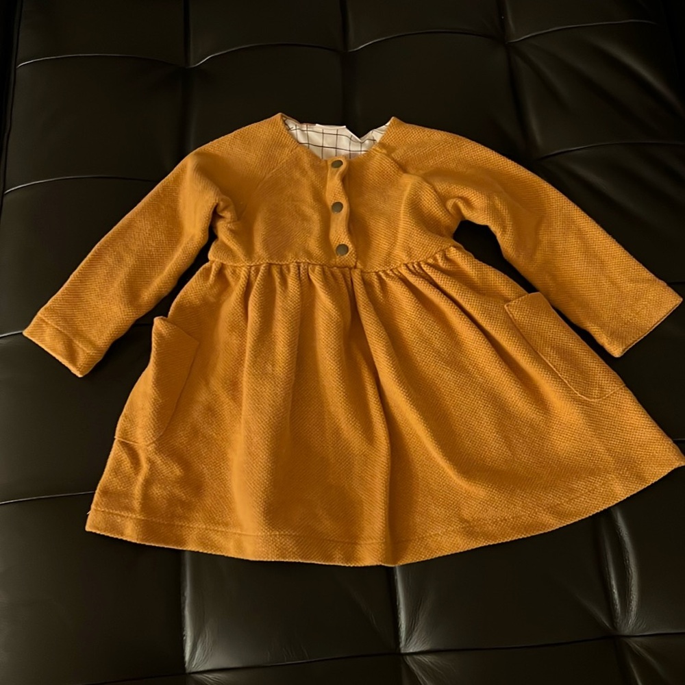 Zara Baby Dress Mustard Long Sleeve With Pockets Size 18-24 Months/ 92 cm